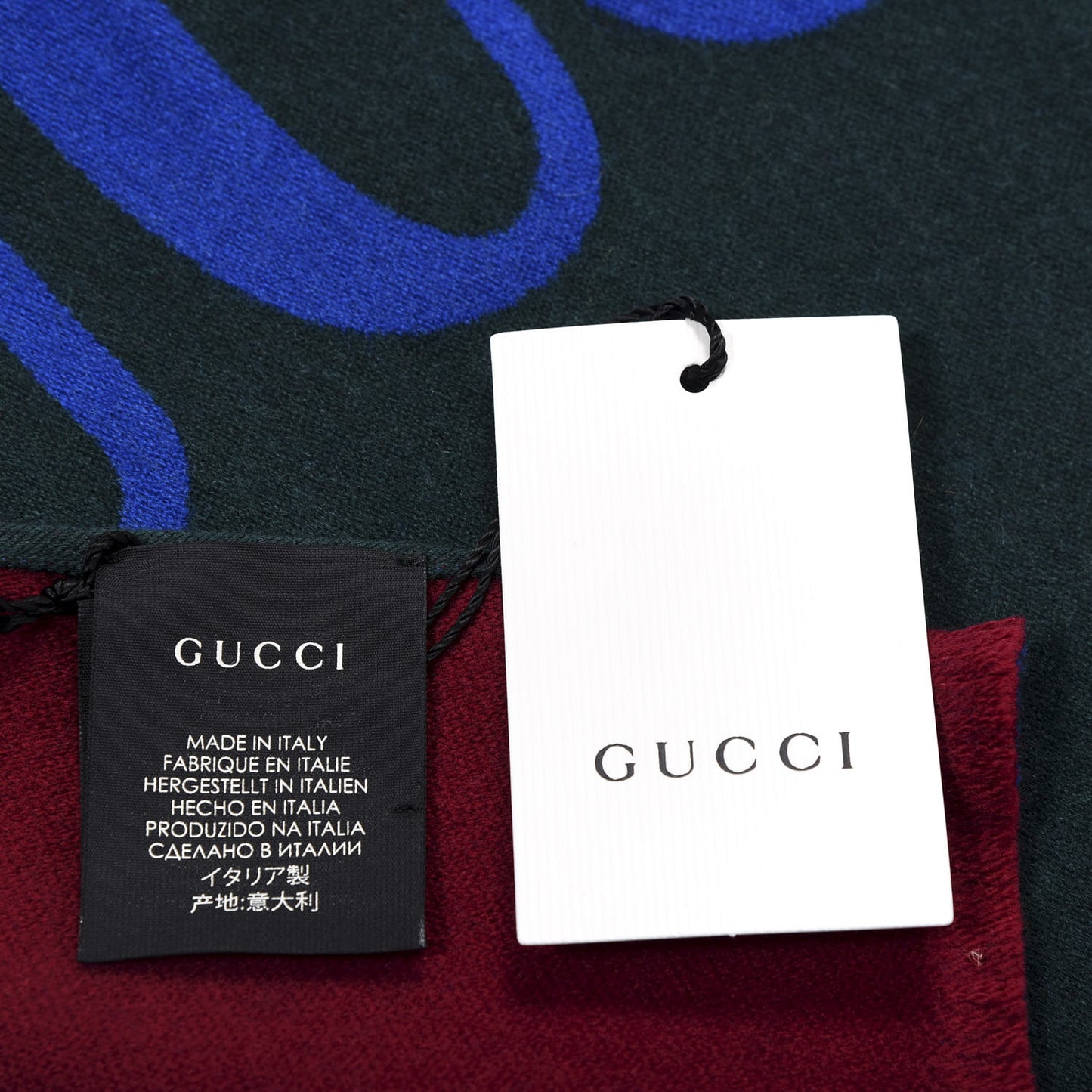 Wool Silk Guccium Scarf Petroleum Blue Bordeaux