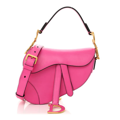 Christian Dior Supple Calfskin Mini Saddle Bag With Strap Passion Pink 1 of 10