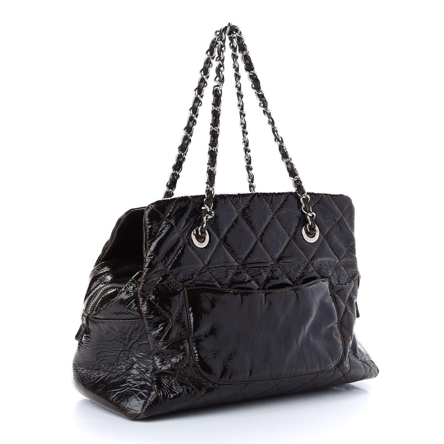 Patent Quilted Petit Timeless Shopping Tote PTT