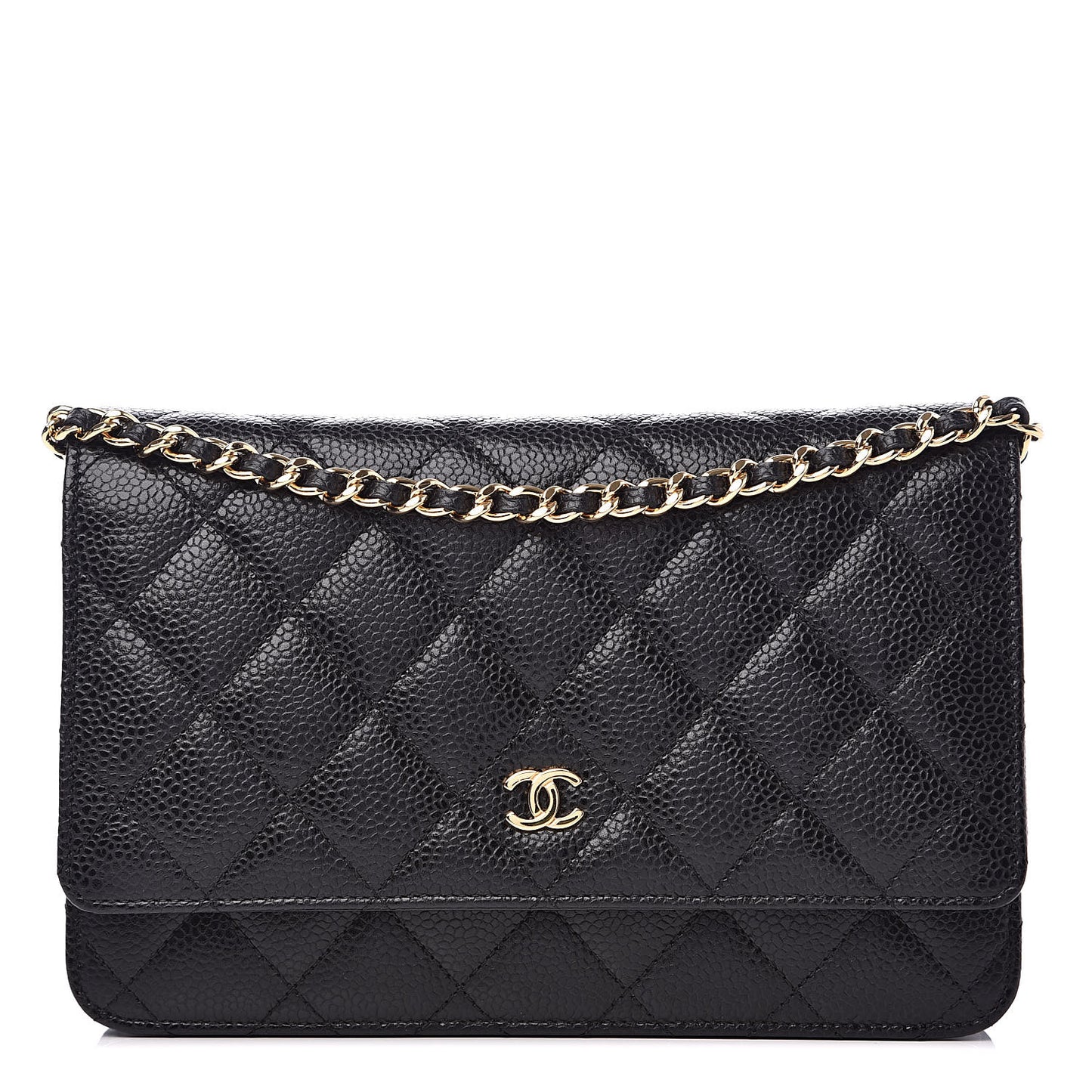Caviar Quilted Wallet On Chain WOC Black