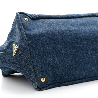 Prada Denim Logo Tote Bleu 8 of 10