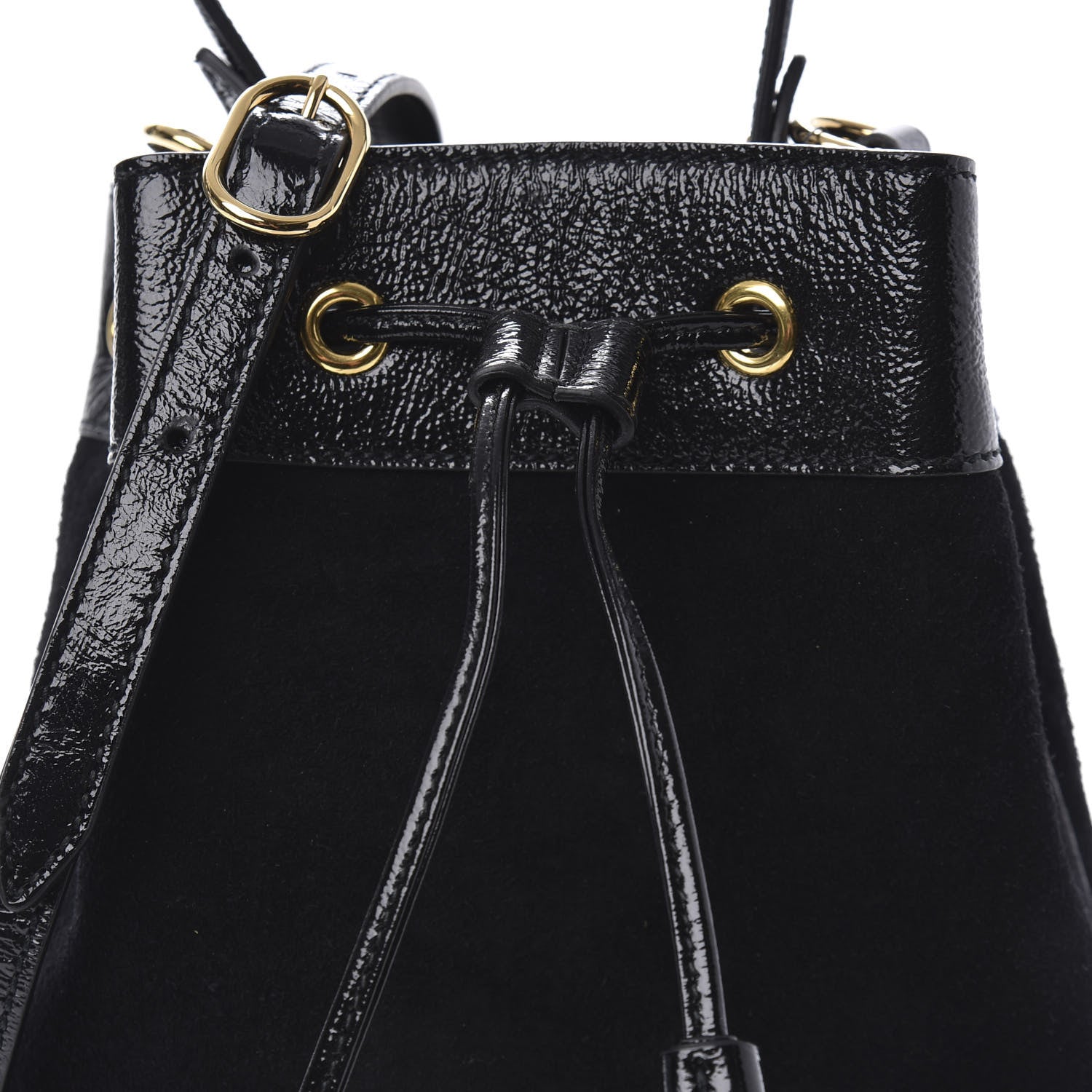 Gucci Suede Patent Web Small Ophidia Bucket Bag Black 10 of 10
