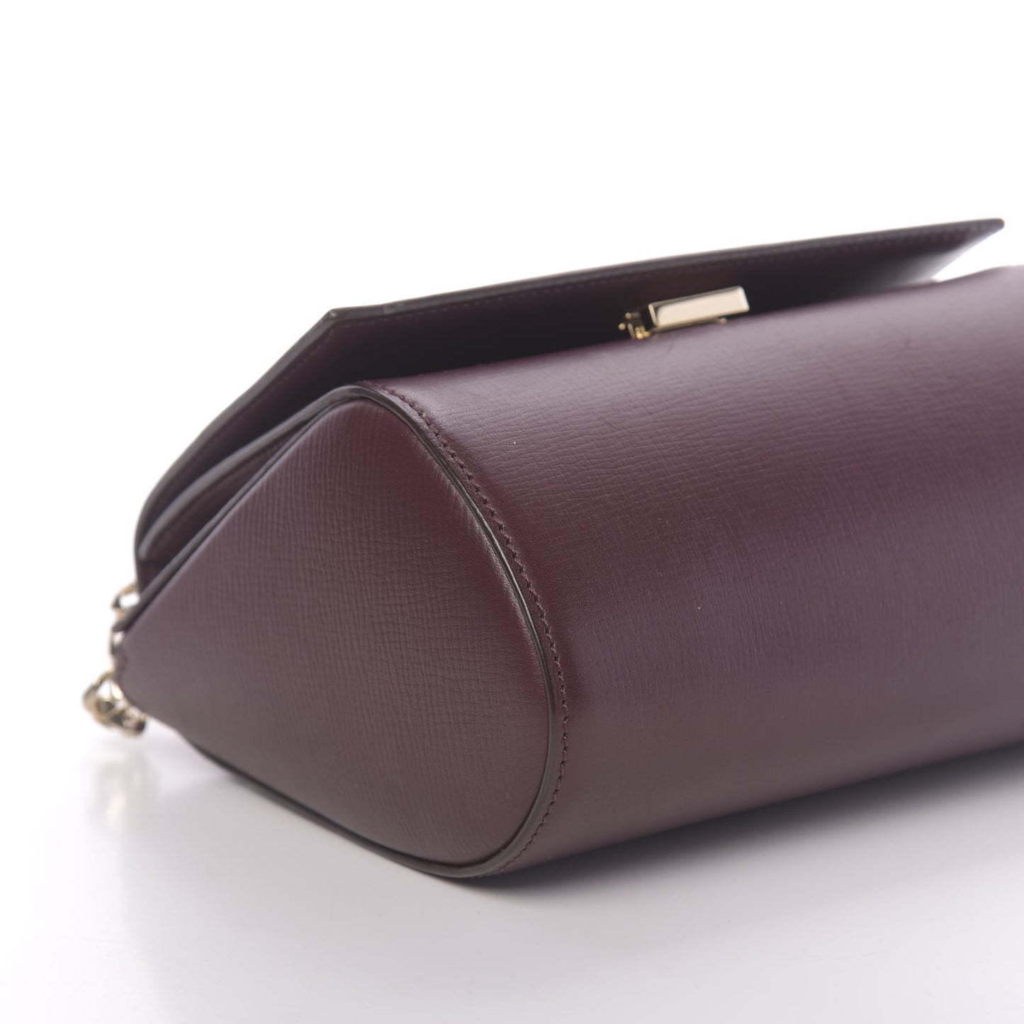 Textured Calfskin Mini Pandora Box Chain Crossbody Bag Oxblood