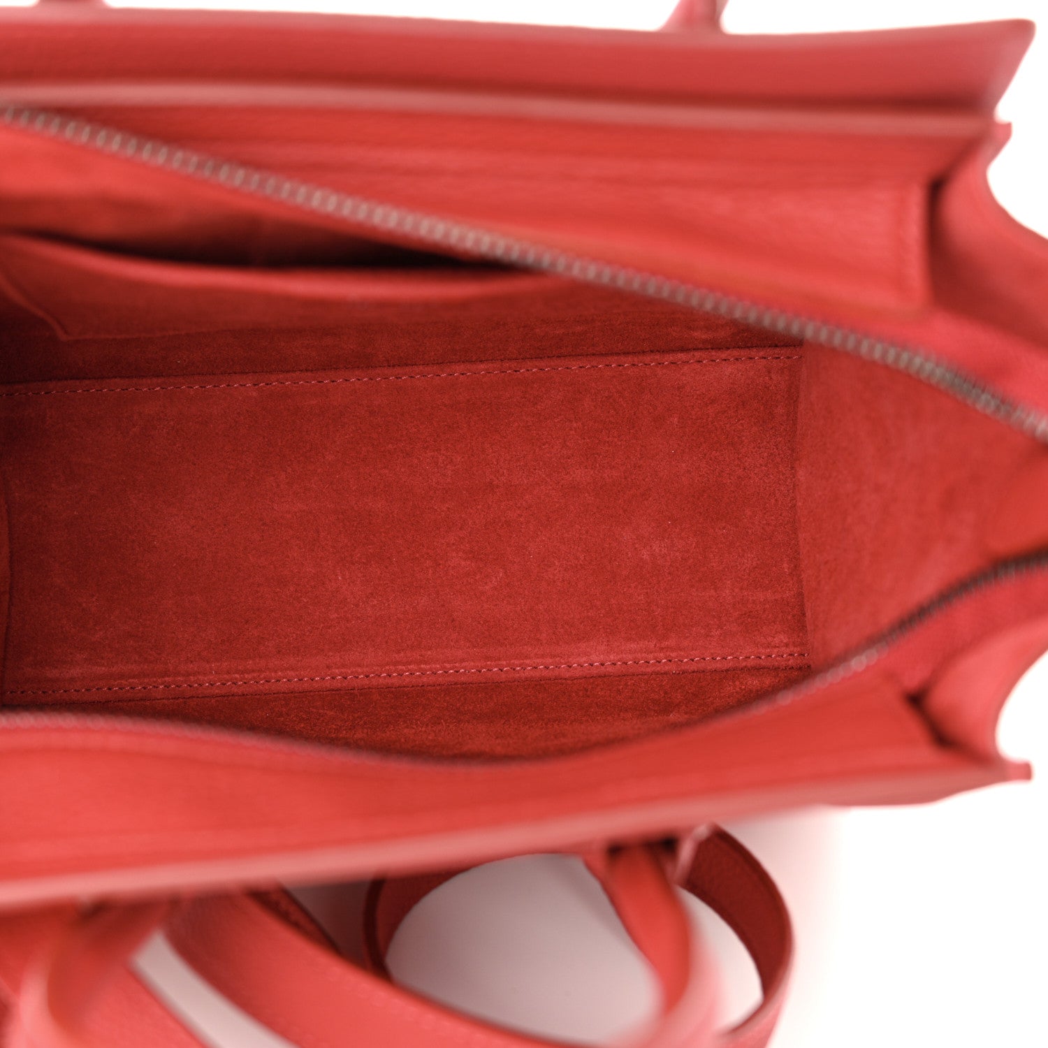 Celine Drummed Calfskin Nano Luggage Pop Red 5 of 10
