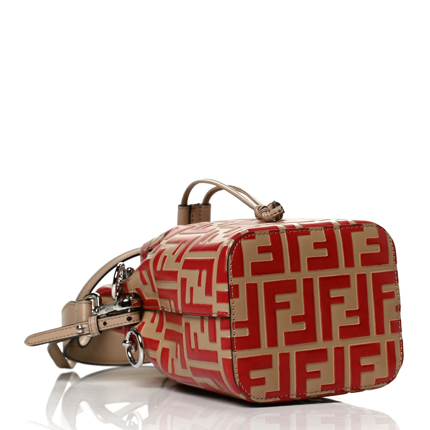 Vitello Liberty F is Fendi FF Embossed Mini Mon Tresor Bucket Bag Amido Fiamma