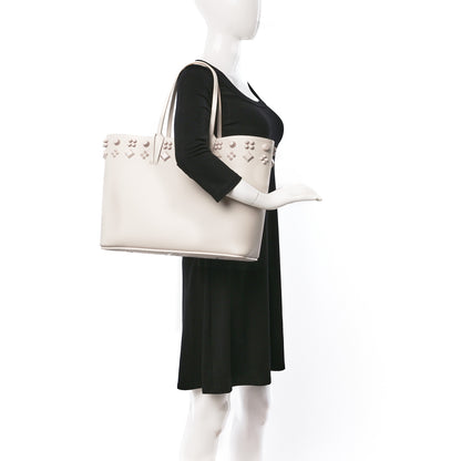 Christian Louboutin Calfskin Empire Spike Studded East West Cabata Tote Leche 2 of 14