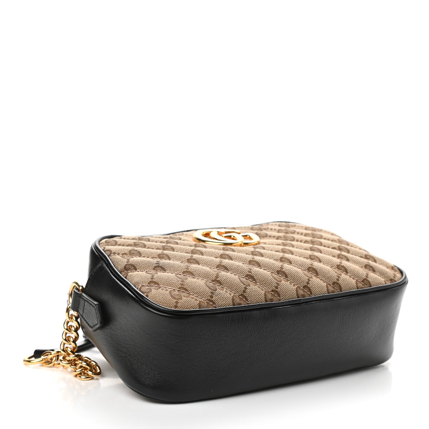 Monogram Matelasse Diagonal Small GG Marmont Chain Shoulder Bag Beige Black