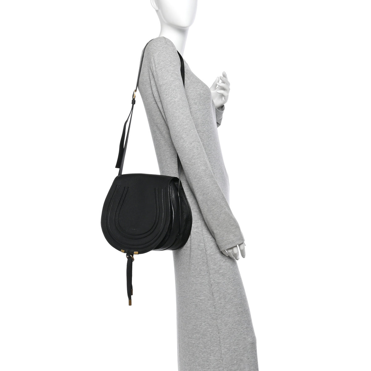 Chloe Grained Calfskin Medium Marcie Saddle Bag Black 2 of 14