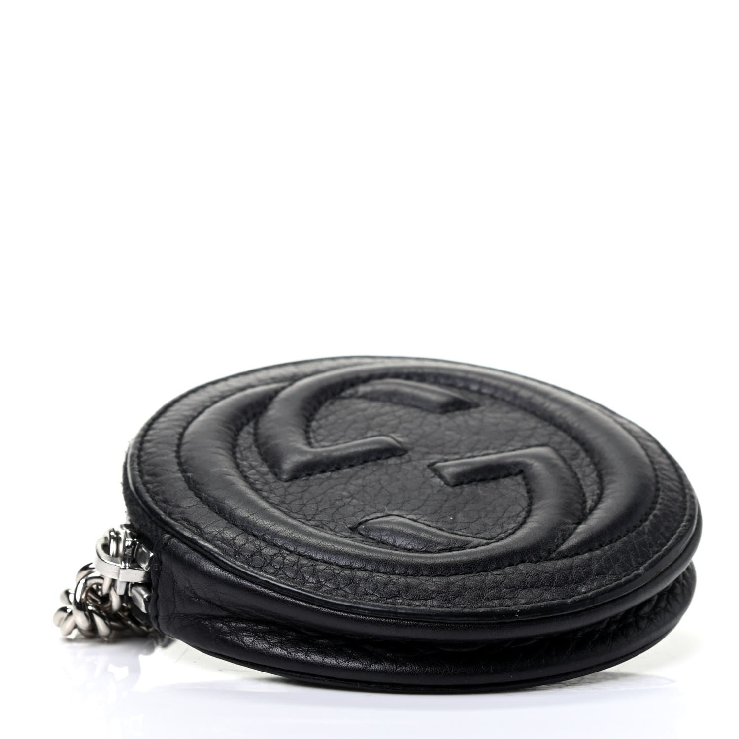 Gucci Pebbled Calfskin Round Coin Purse Black 3 of 4