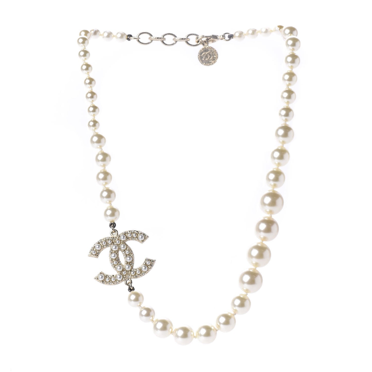 Graduated Pearl CC Short Necklace Gold