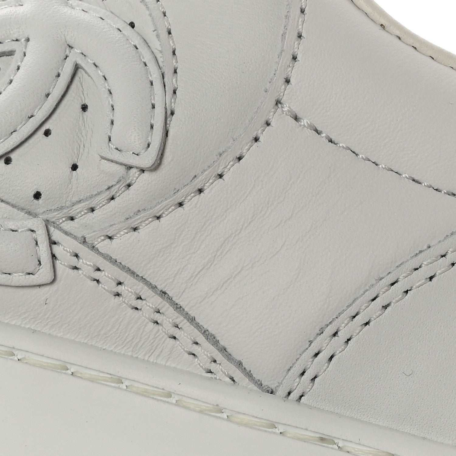 Chanel Calfskin CC Womens Sneakers 38.5 White 8 of 11