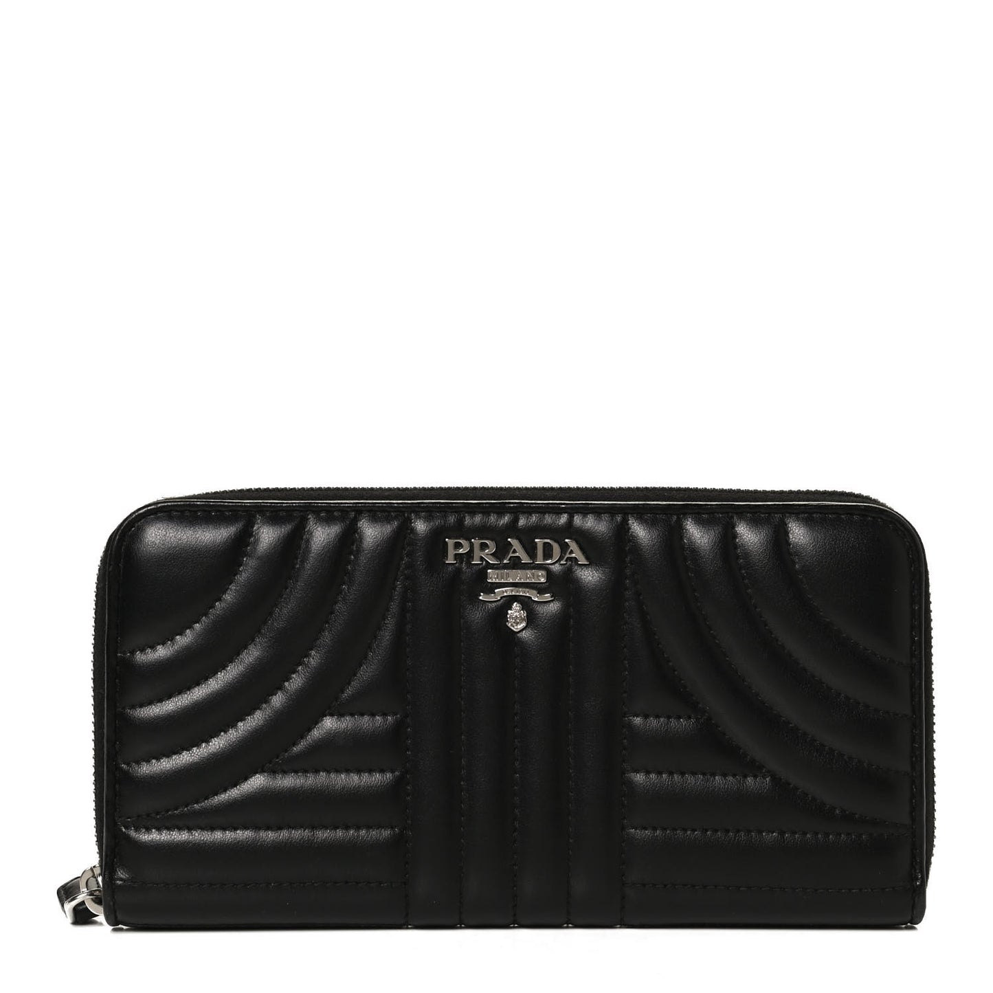 Soft Calfskin Diagramme Zip Around Wallet Black