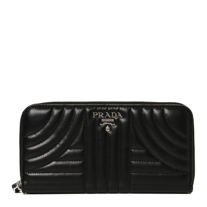 Prada Soft Calfskin Diagramme Zip Around Wallet Black 1 of 13
