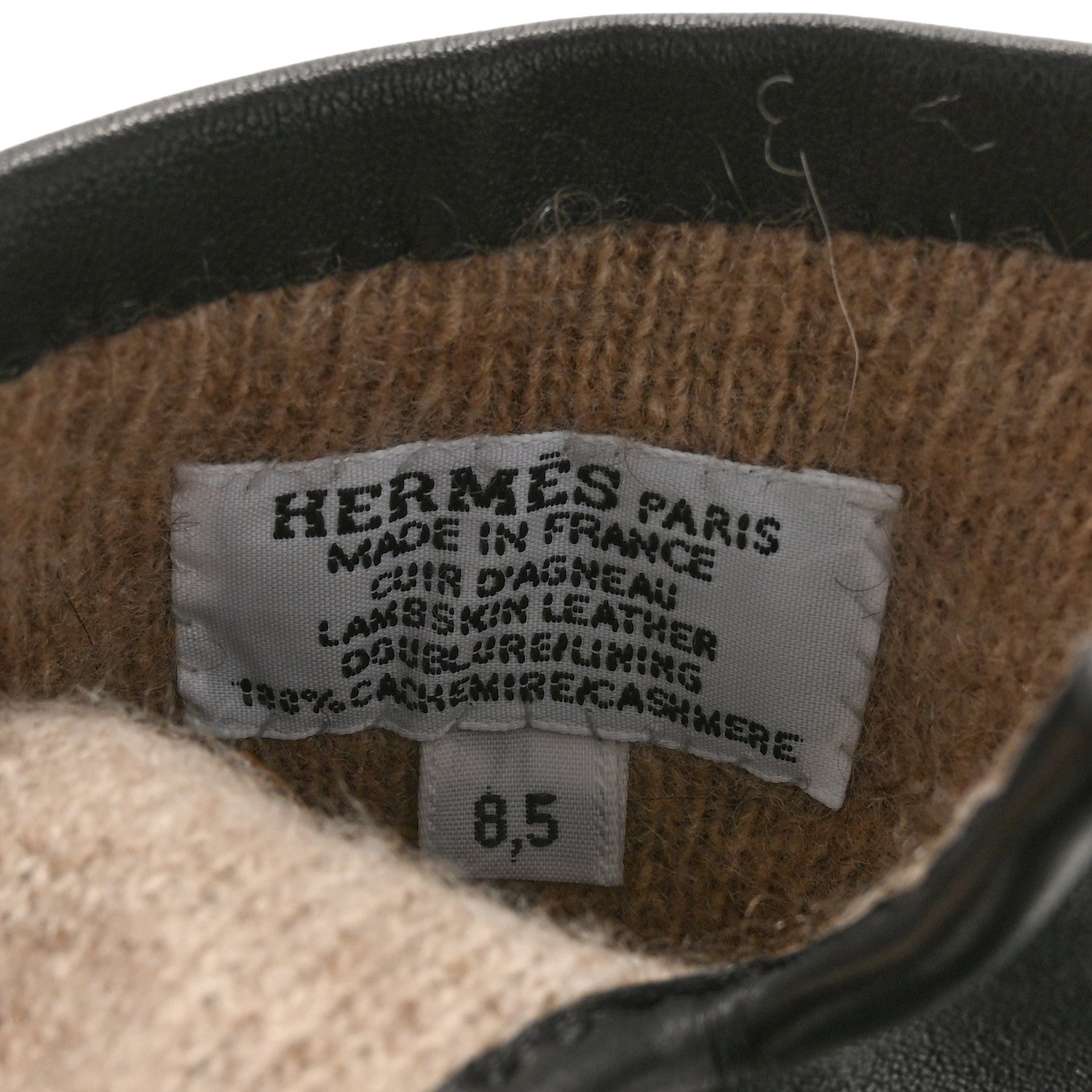 Hermes Lambskin Cashmere Gloves 8.5 Black 3 of 5