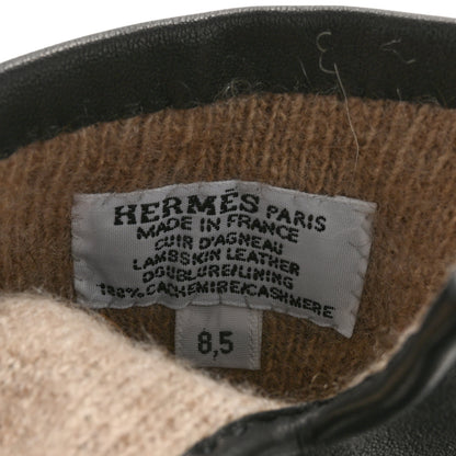 Hermes Lambskin Cashmere Gloves 8.5 Black 3 of 5