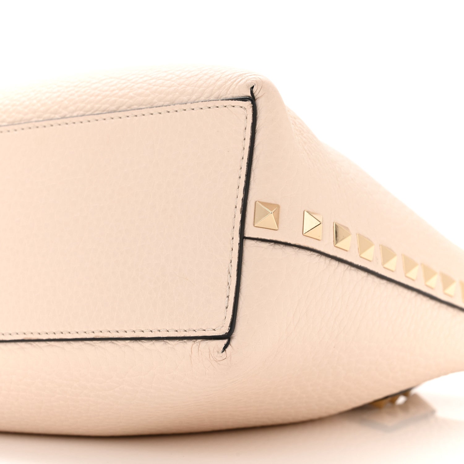 Valentino Garavani Grained Calfskin Small Rockstud Flip Lock Tote Light Ivory Rubino 10 of 11