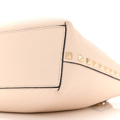 Valentino Garavani Grained Calfskin Small Rockstud Flip Lock Tote Light Ivory Rubino 10 of 11