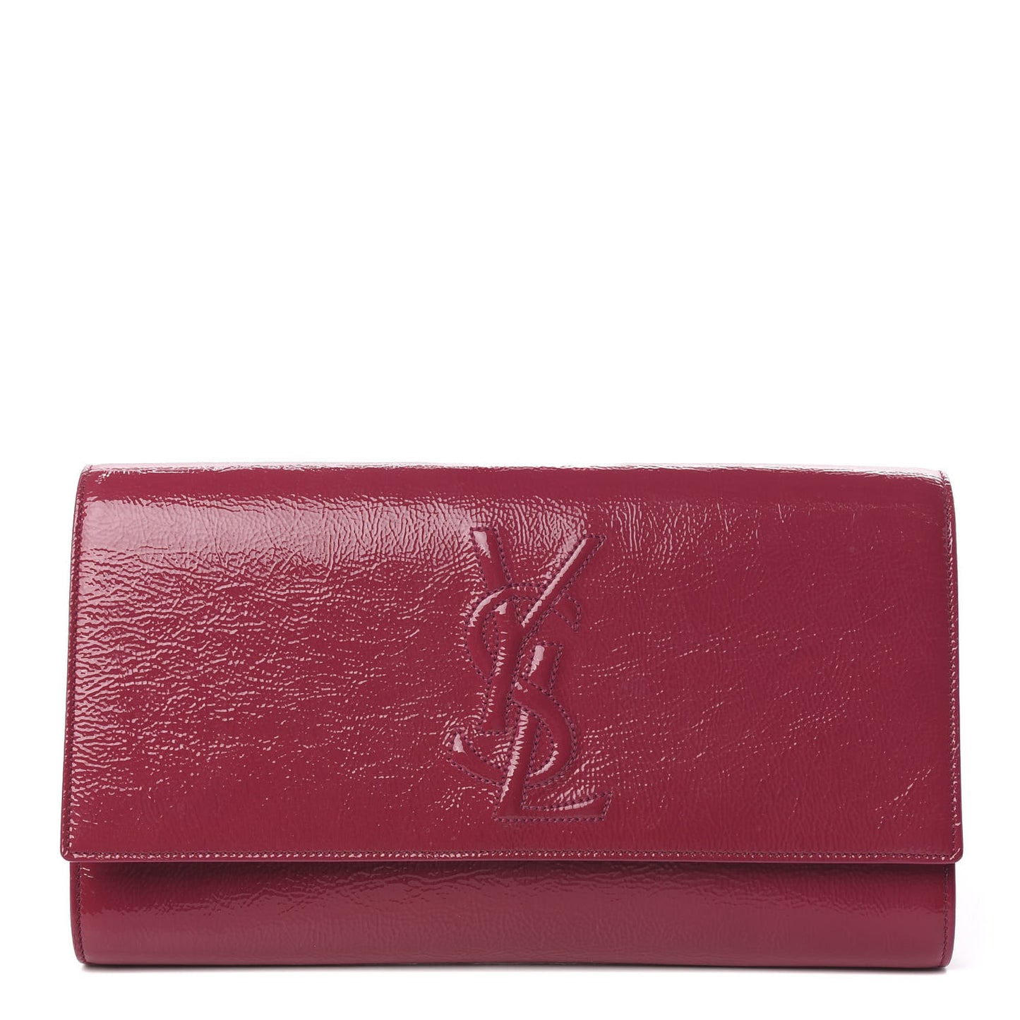 Textured Patent Monogram Large Belle De Jour Clutch Fuchsia
