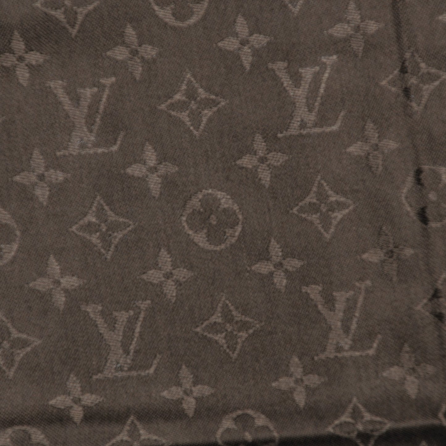 Wool Silk Monogram Shawl Chocolate