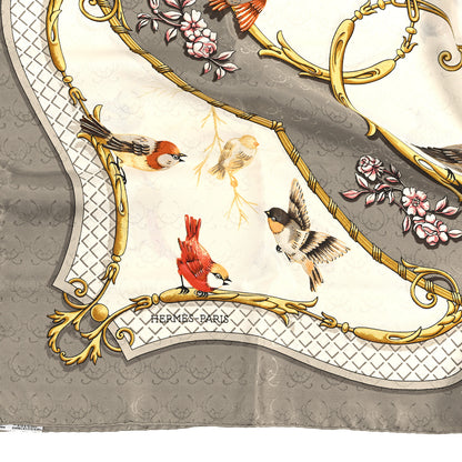 Hermes Silk La Cle Des Champs Scarf 90 Grey Multicolor 2 of 5