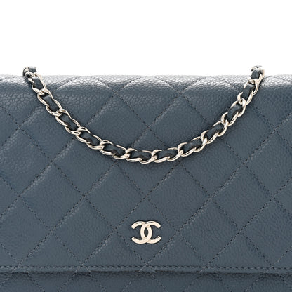 Chanel Caviar Quilted Wallet on Chain WOC Blue 9 of 14