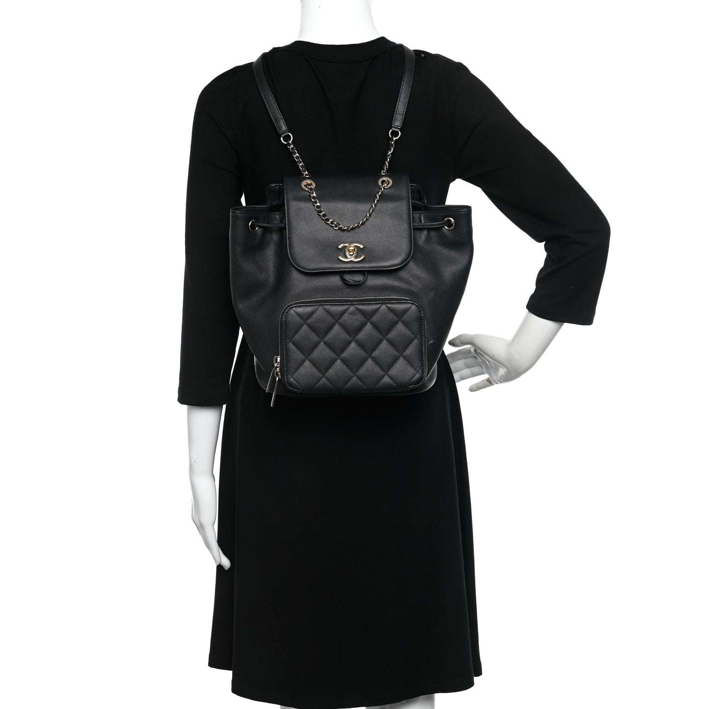 Caviar Quilted Business Affinity Backpack Black