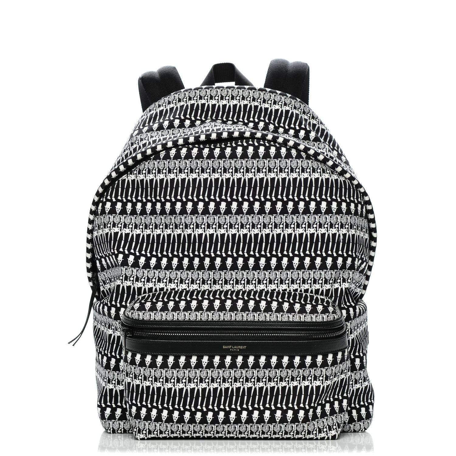 Saint Laurent Nylon City Skeleton Print Backpack Black White 1 of 9