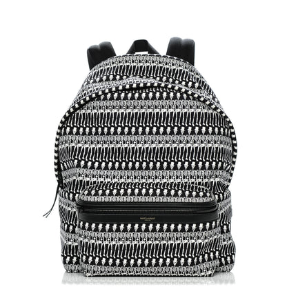 Saint Laurent Nylon City Skeleton Print Backpack Black White 1 of 9