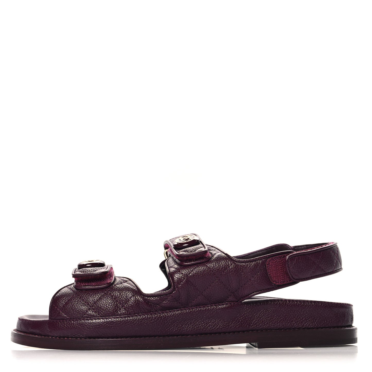 Grained Calfskin Velcro Dad Sandals 40.5 Burgundy