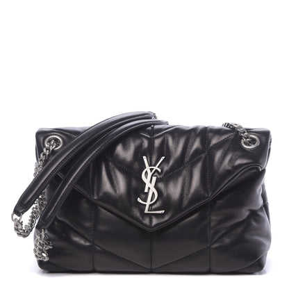 Saint Laurent Lambskin Quilted Small Loulou Puffer Monogram Chain Satchel Black 1 of 9