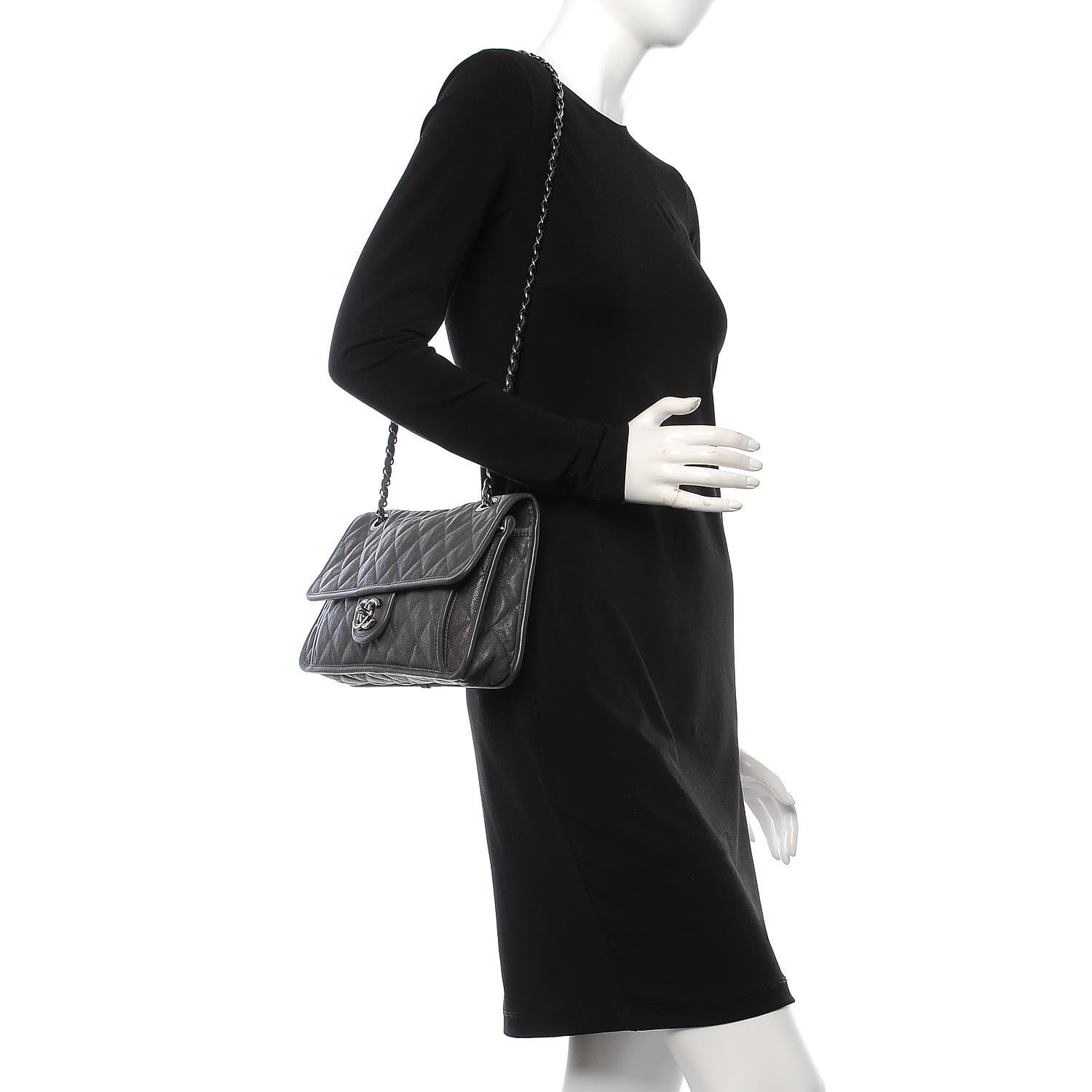 Chanel Caviar Quilted Medium French Riviera Flap Dark Grey 2 of 11