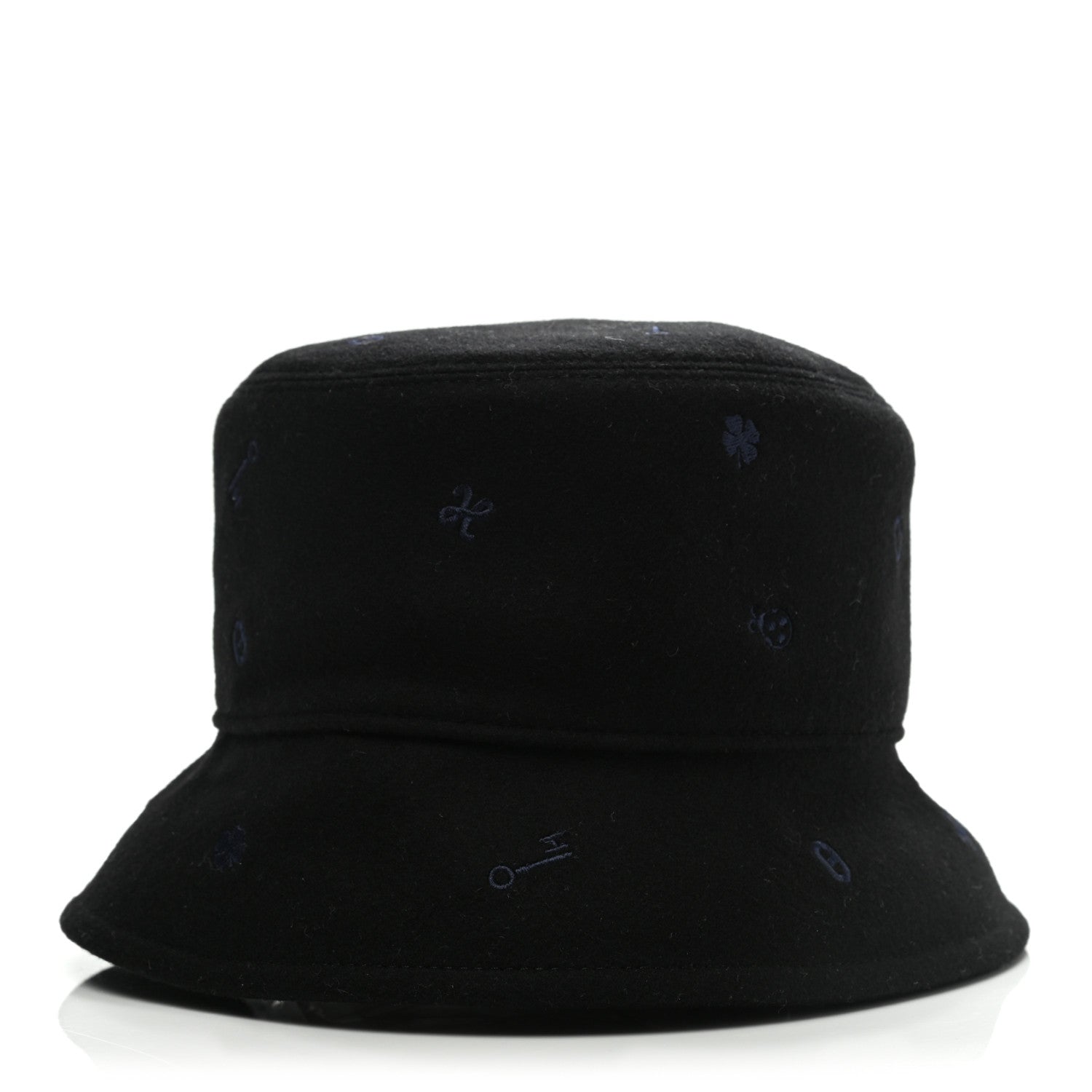 Hermes Cashmere Debbie Charms Bucket Hat 58 Black 3 of 8
