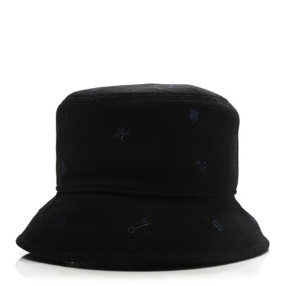 Hermes Cashmere Debbie Charms Bucket Hat 58 Black 3 of 8