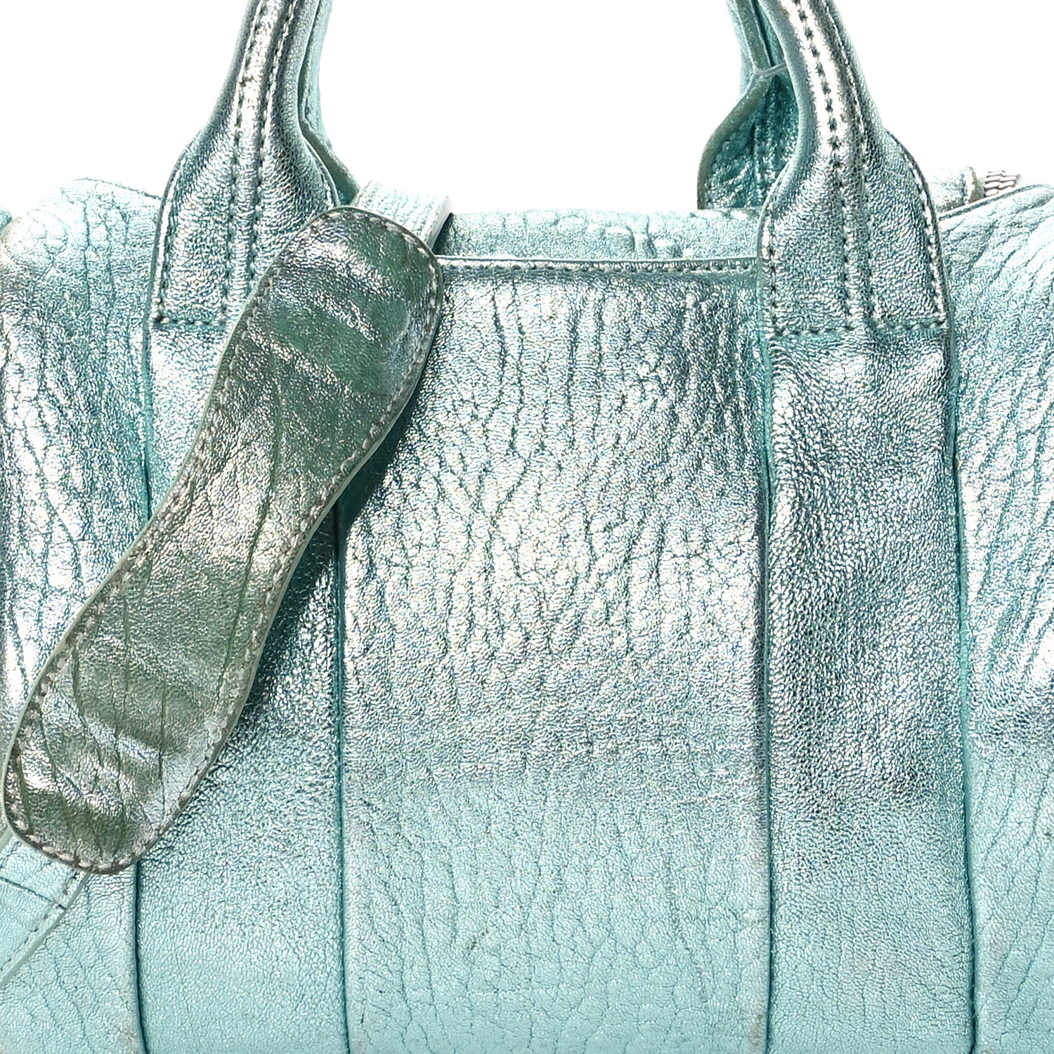 Alexander Wang Metallic Pebbled Lambskin Lambskin Rocco Teal Silver Hardware 7 of 11