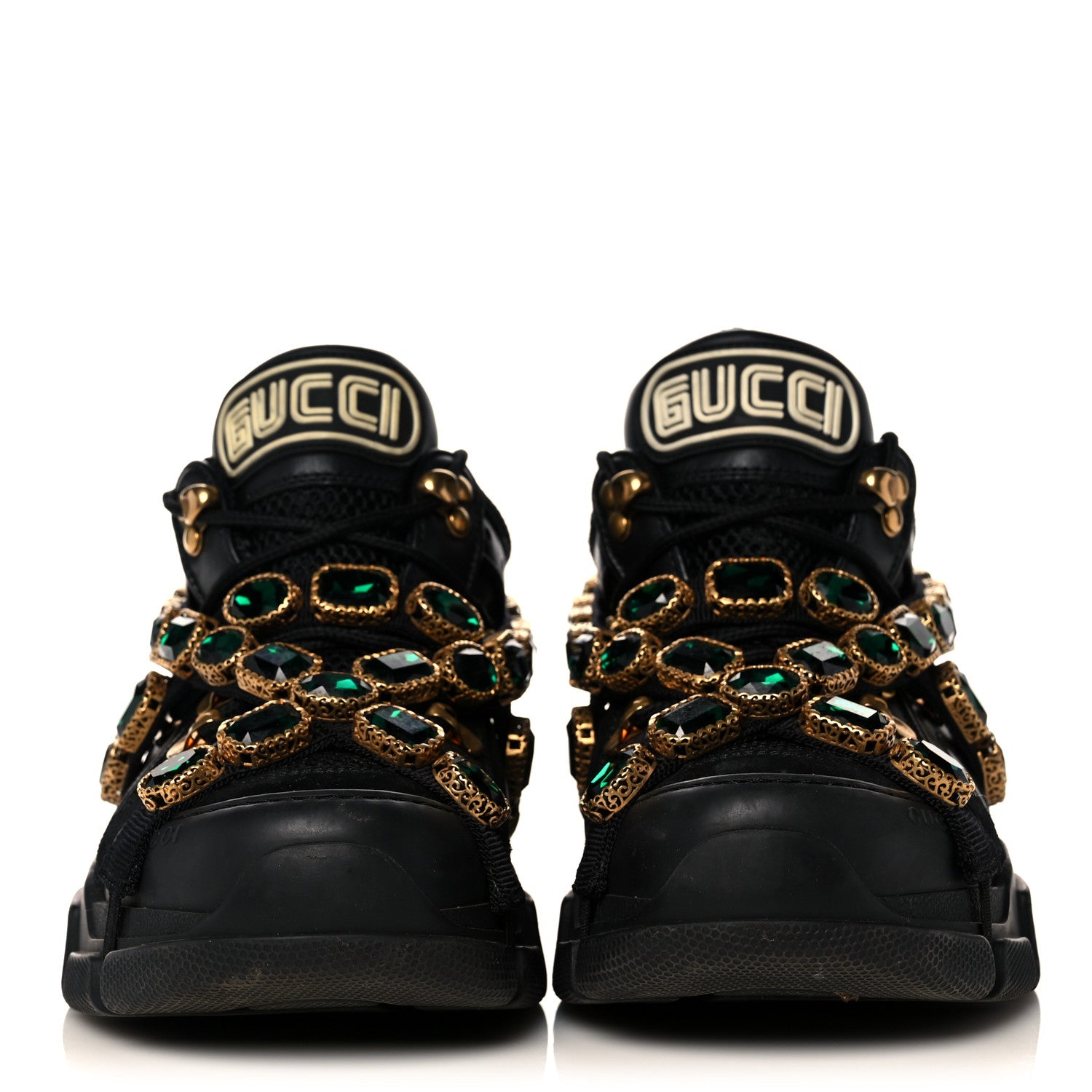 Gucci X SEGA Mesh Suede Calfskin Removable Crystals Womens Flashtrek Sneakers 37 Black Silver 2 of 7