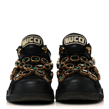 Gucci X SEGA Mesh Suede Calfskin Removable Crystals Womens Flashtrek Sneakers 37 Black Silver 2 of 7
