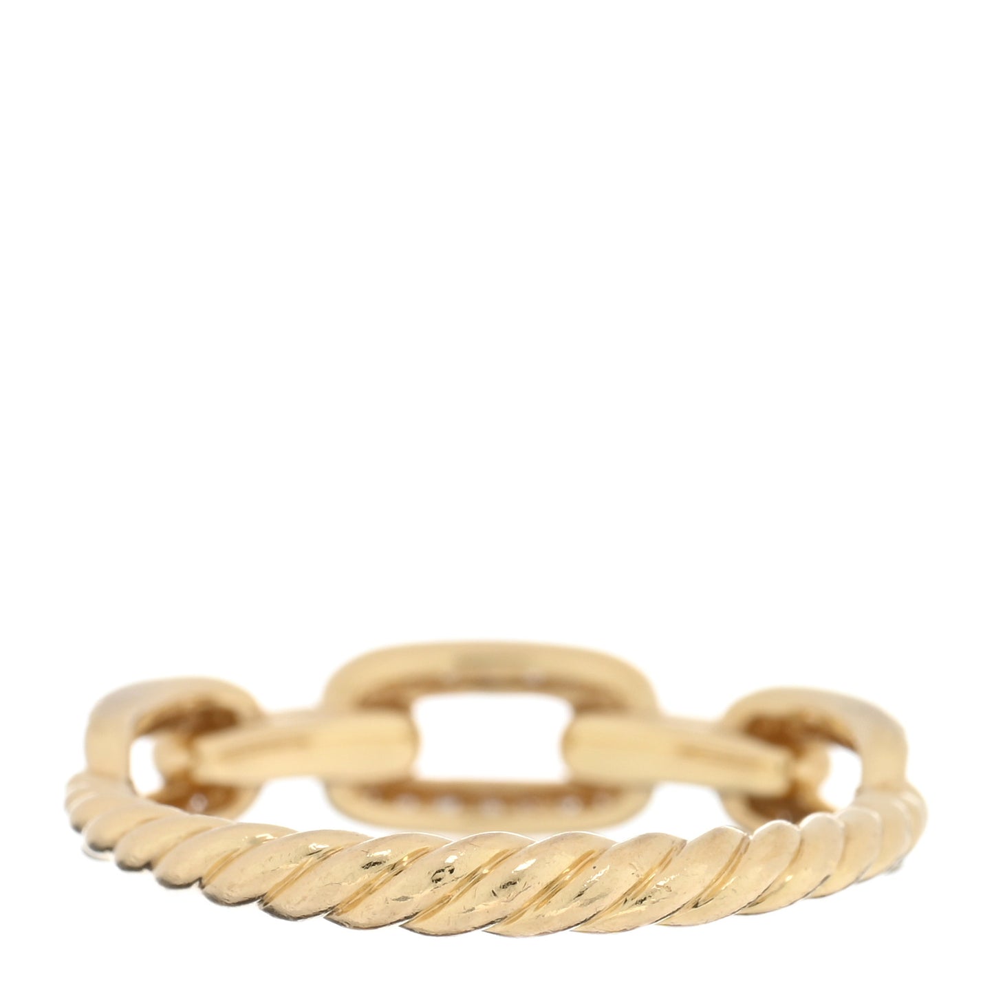 18K Yellow Gold Diamond 4.5mm Stax Single Row Chain Link Ring 50 5.5