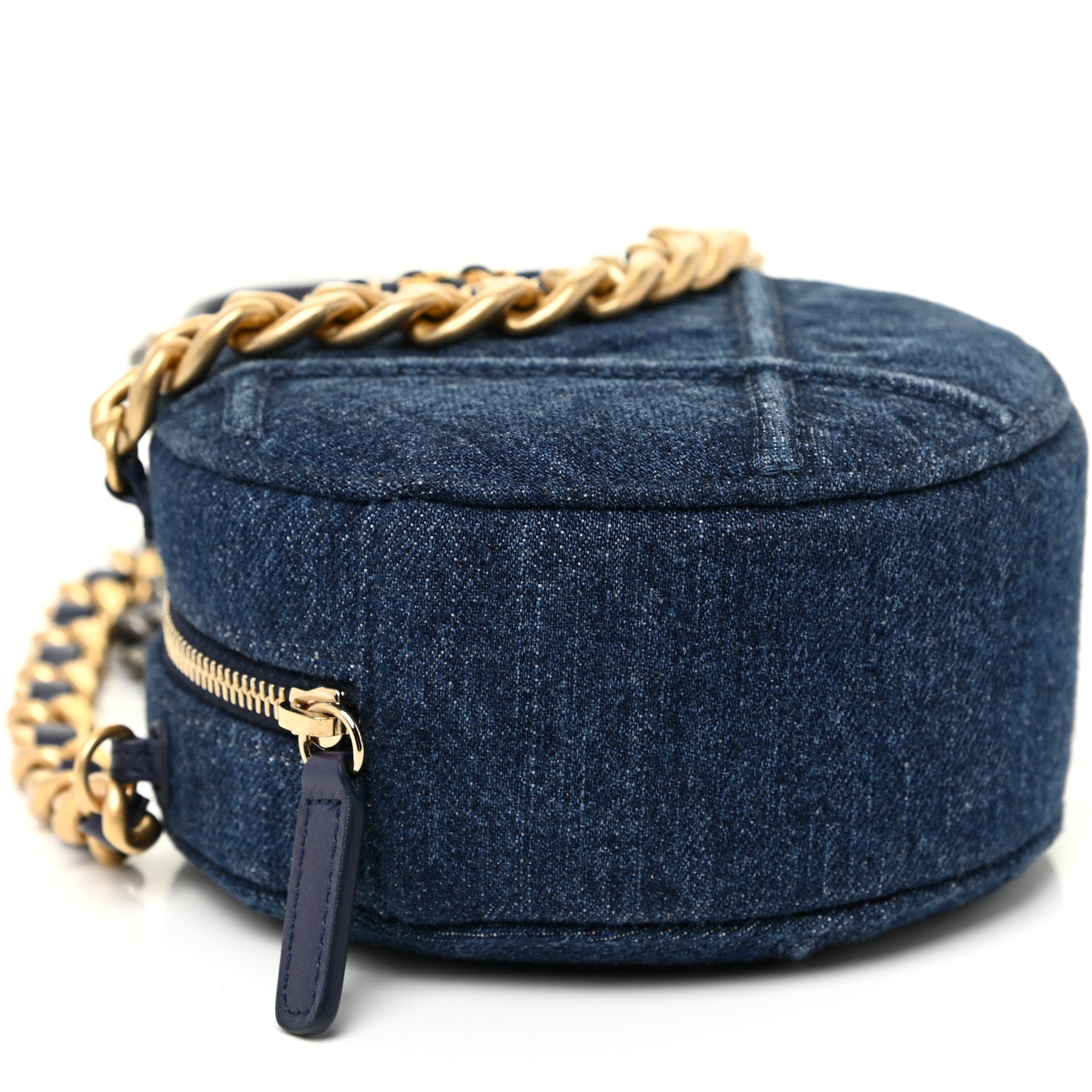 Chanel Denim Quilted Chanel 19 Round Clutch With Chain Blue 8 of 9
