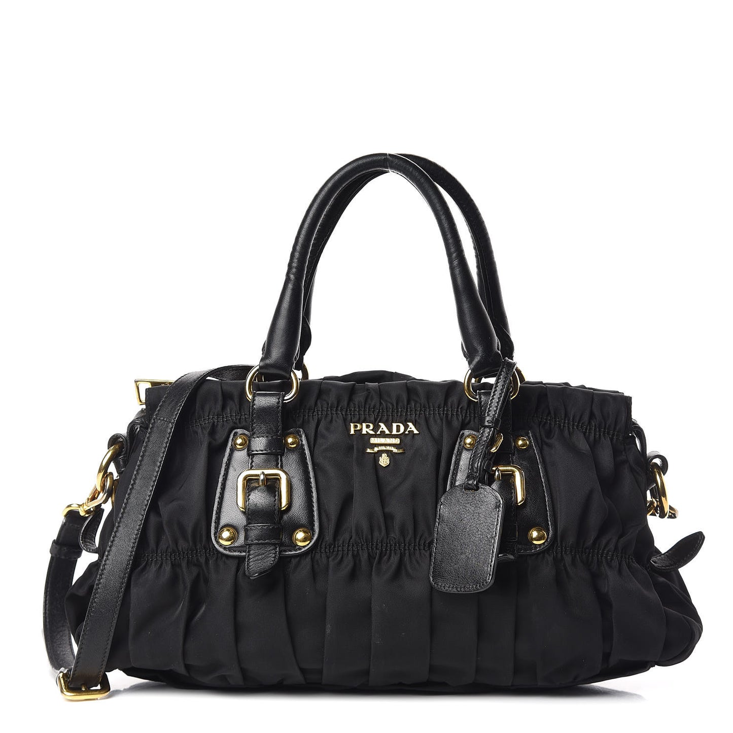 Tessuto Nylon Gaufre Shopping Satchel Black