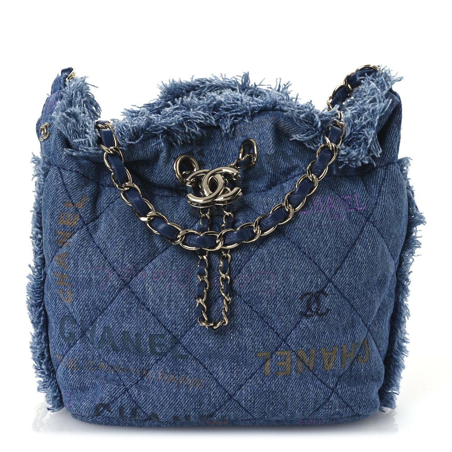 Chanel Denim Quilted Small Mood Bucket With Chain Blue Multicolor 1 of 10