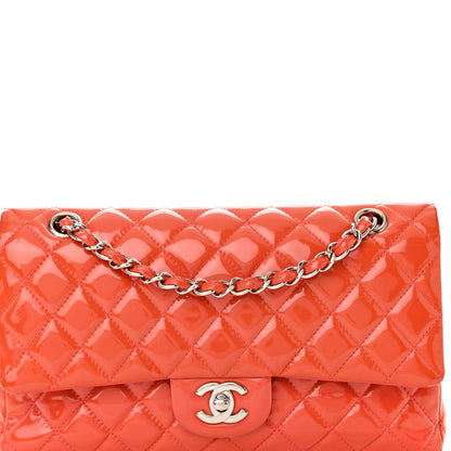Chanel Patent Quilted Medium Double Flap Coral 8 of 21