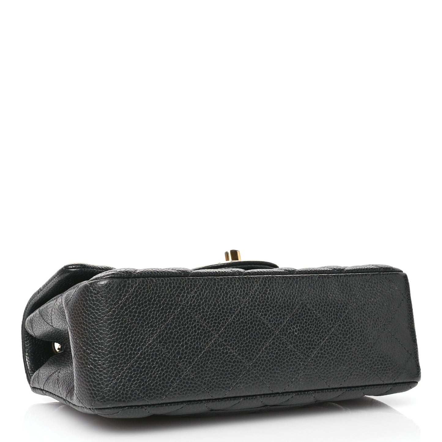 Metallic Caviar Quilted Mini Rectangular Flap Dark Grey