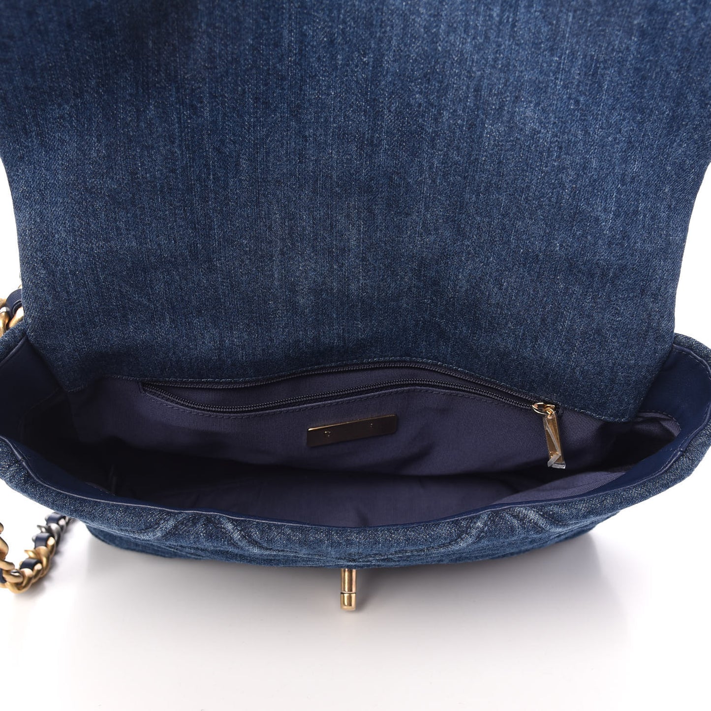 Denim Quilted Large Chanel 19 Flap Blue