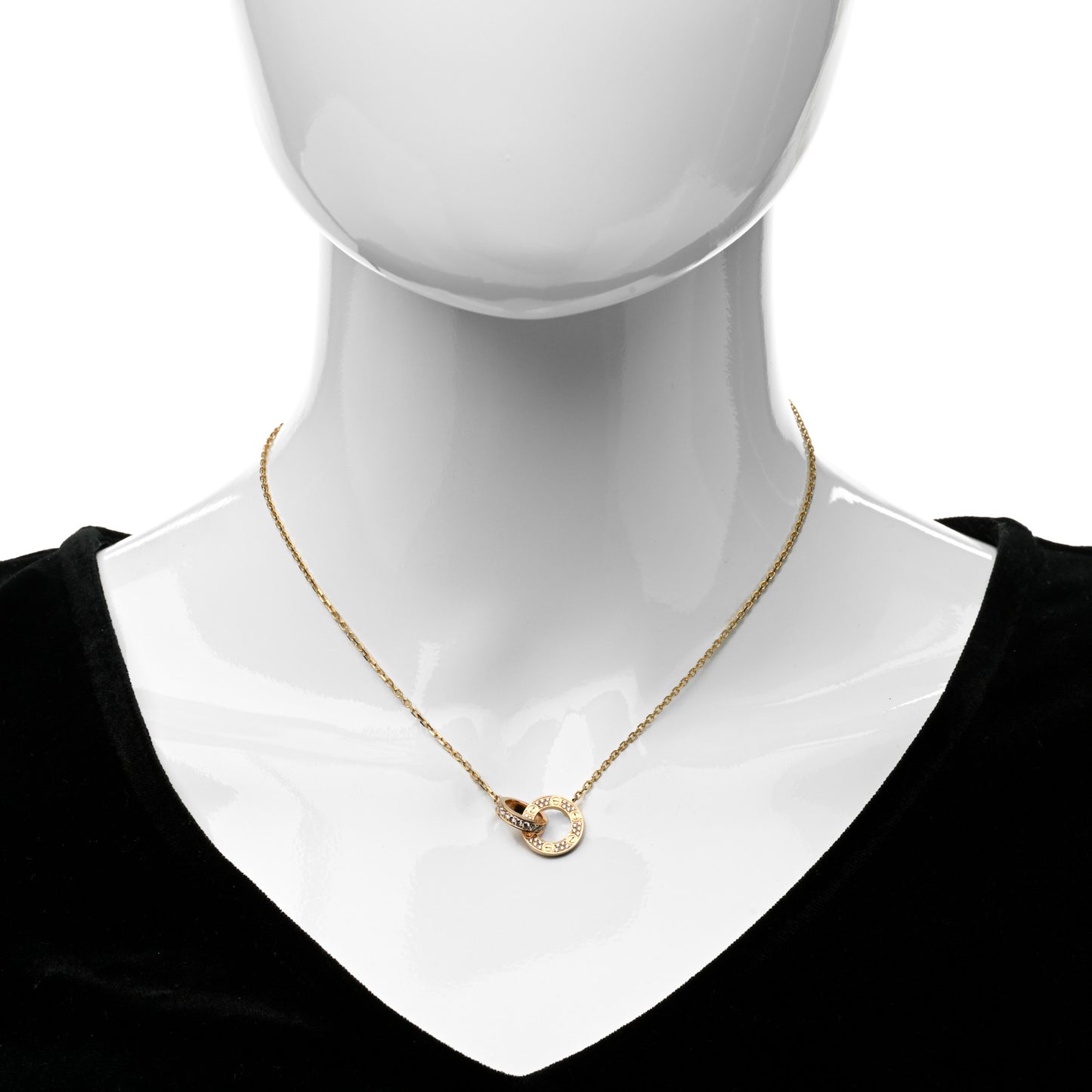 18K Pink Gold Diamond Interlocking LOVE Paved Necklace