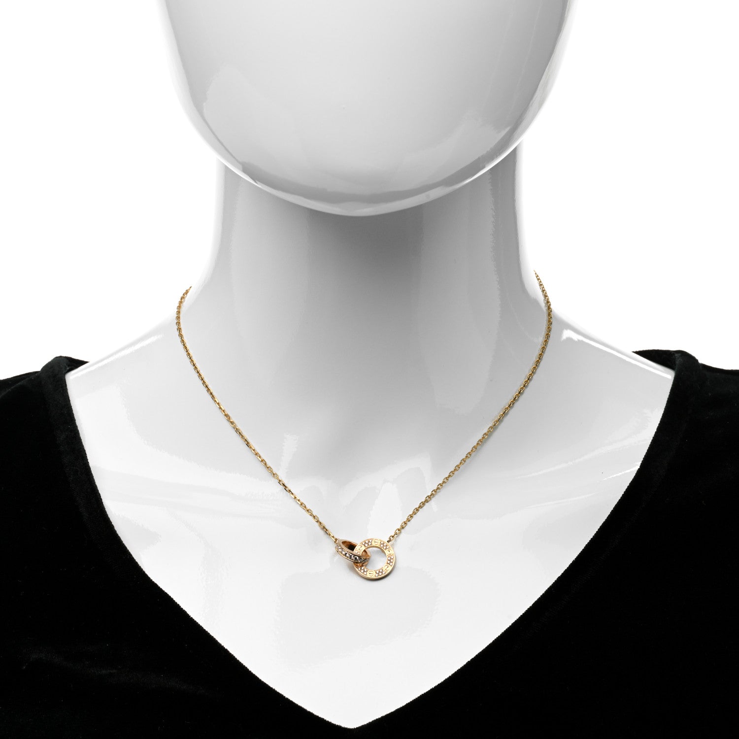 Cartier 18K Pink Gold Diamond Interlocking LOVE Paved Necklace 2 of 5