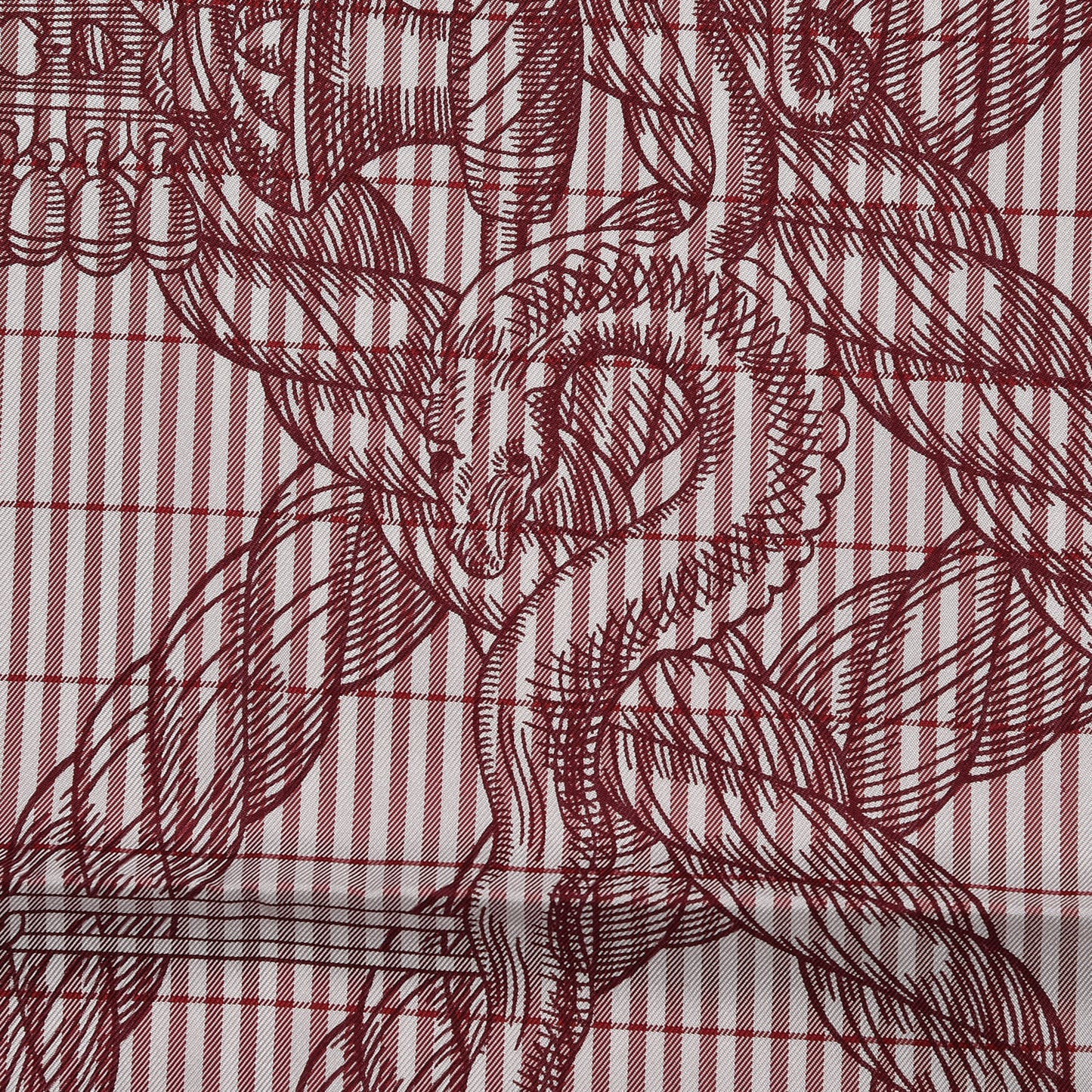 Silk Della Cavalleria Finesse Scarf 90 Bordeaux Blanc