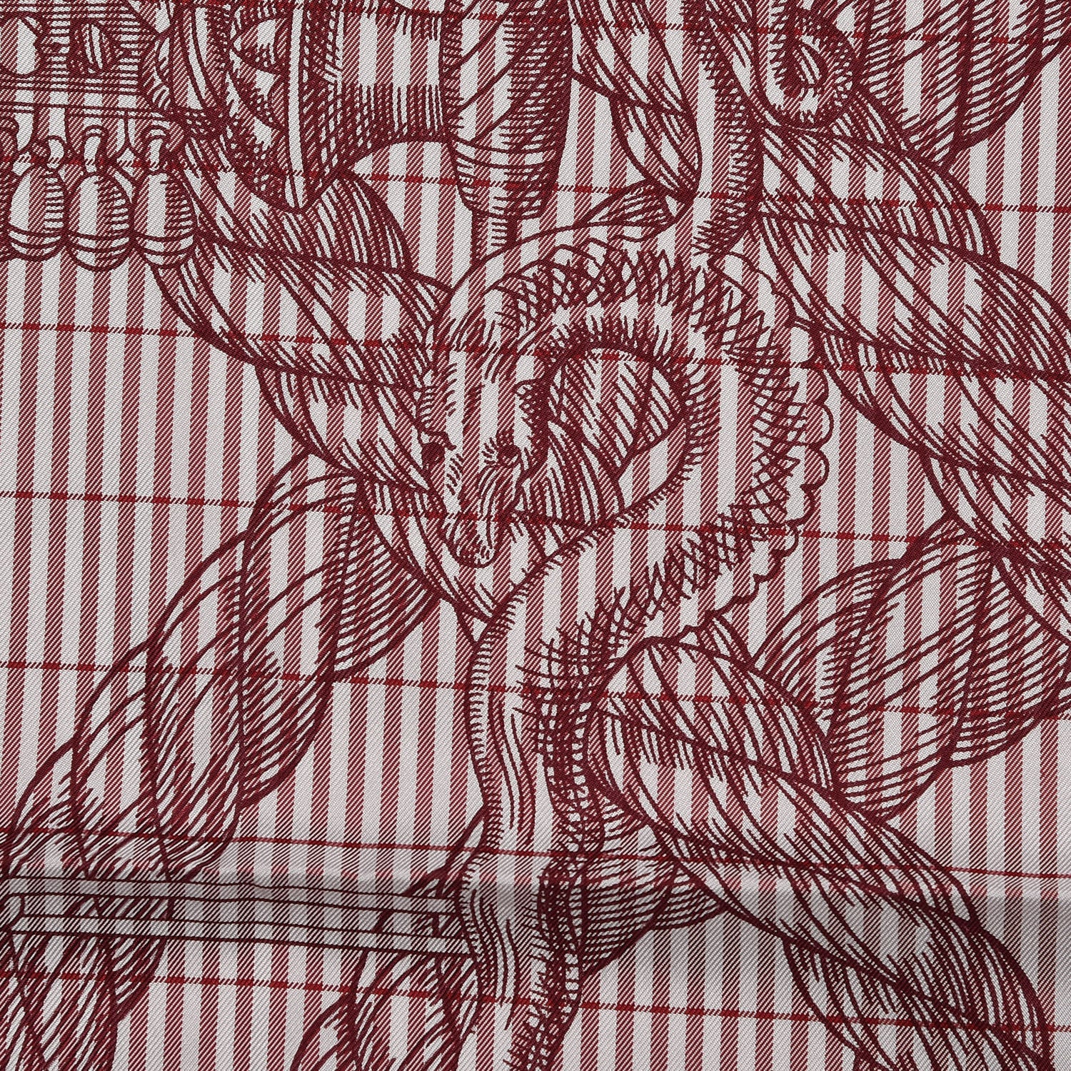 Hermes Silk Della Cavalleria Finesse Scarf 90 Bordeaux Blanc 4 of 7