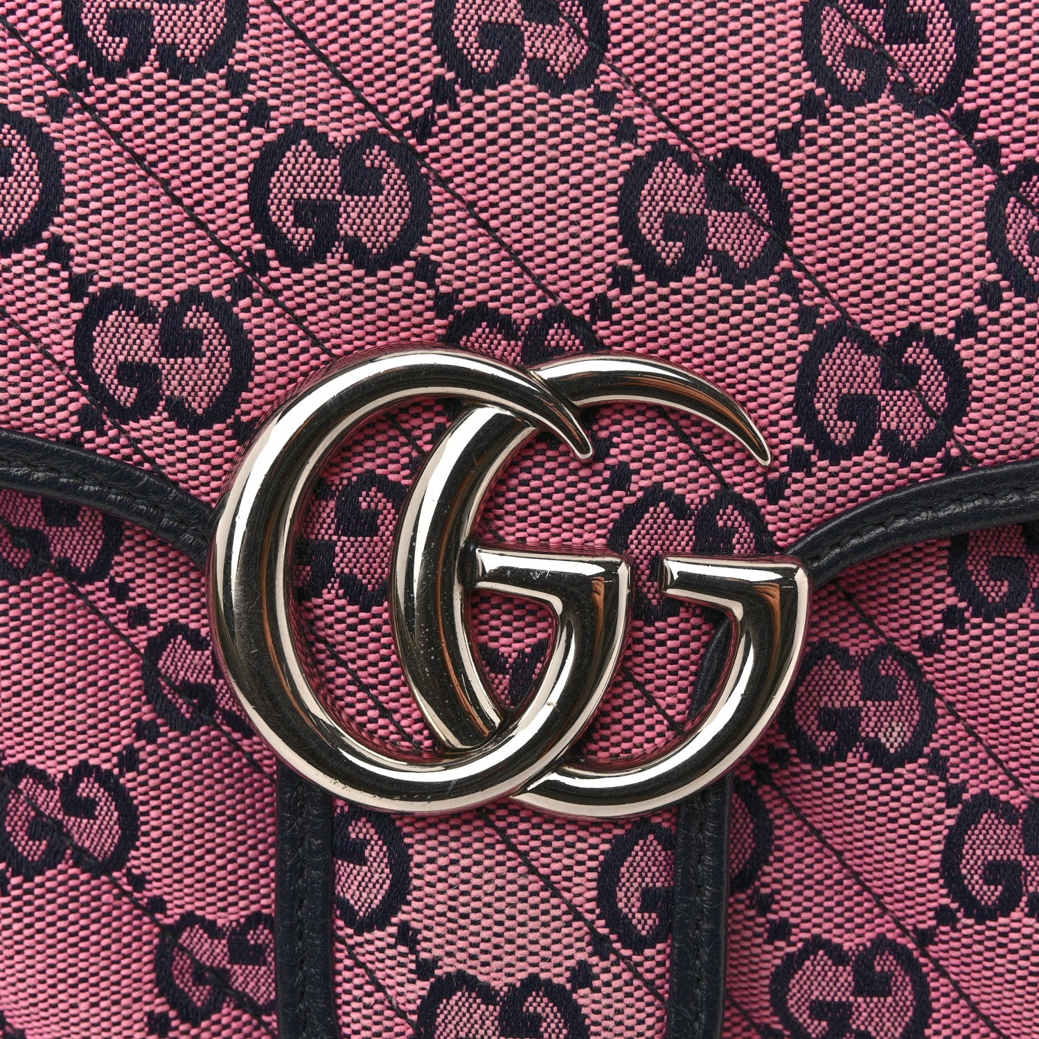 Gucci Monogram Multicolor Matelasse Diagonal Small GG Marmont Shoulder Bag Pink Blue 21 of 25