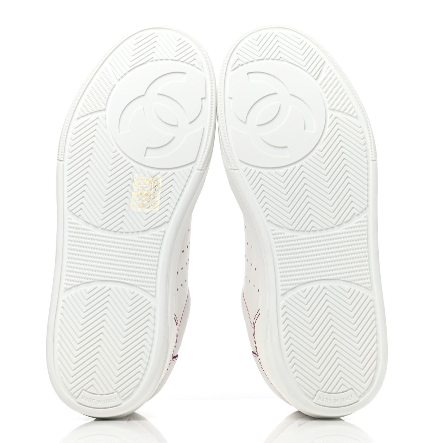 Calfskin Womens Logo Sneakers 38 White Pink