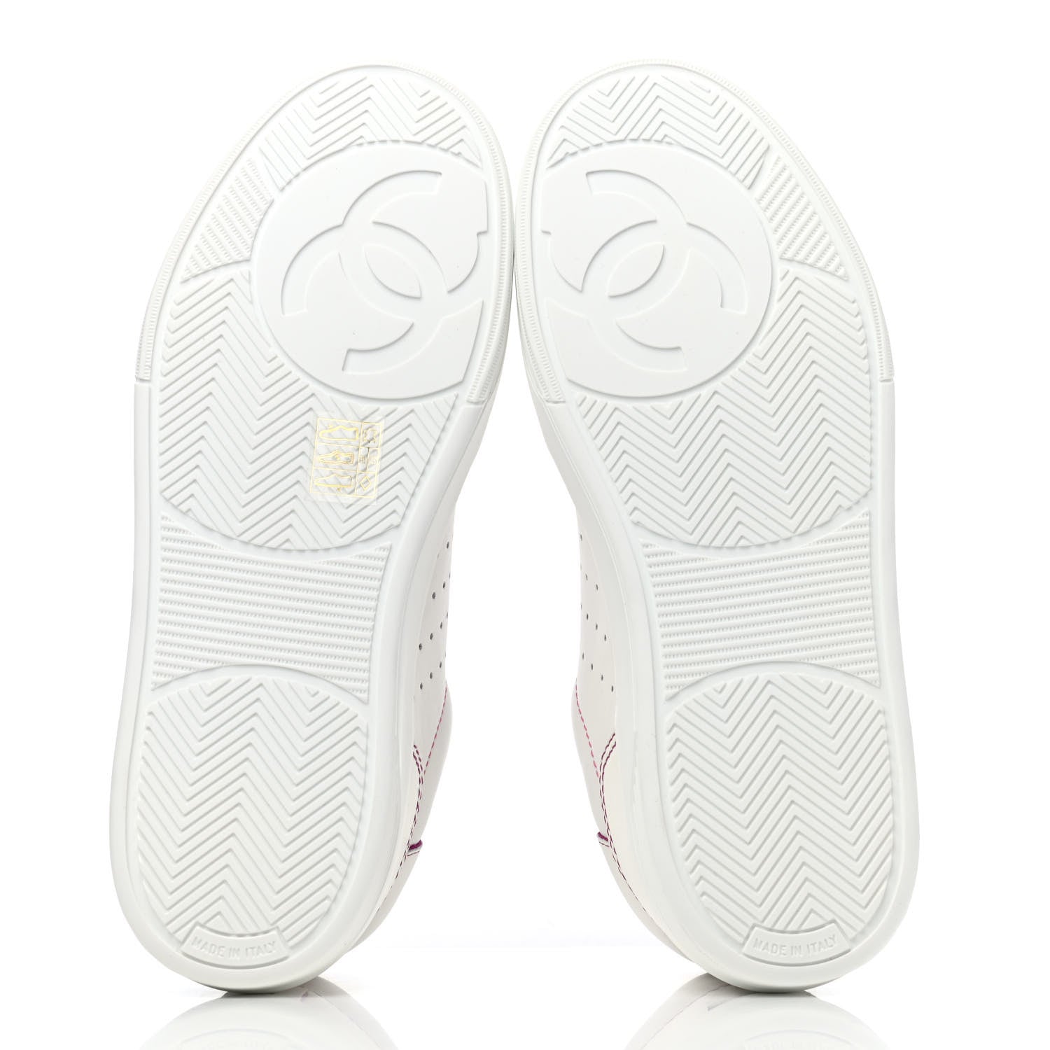 Chanel Calfskin Womens Logo Sneakers 38 White Pink 4 of 4